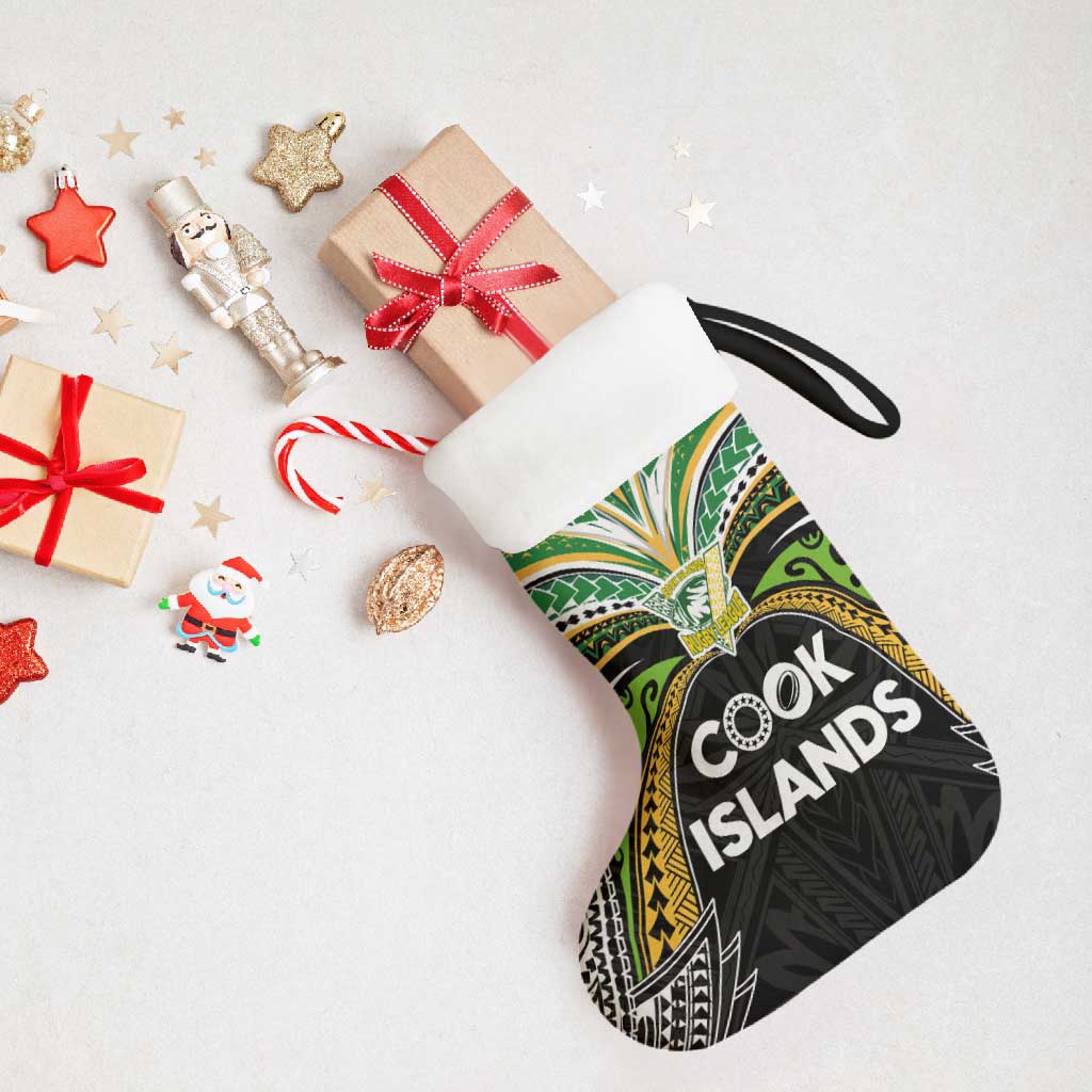 Cook Islands Rugby League Christmas Stocking Tatau Tribal Motifs-Black Color - Polynesian Pride