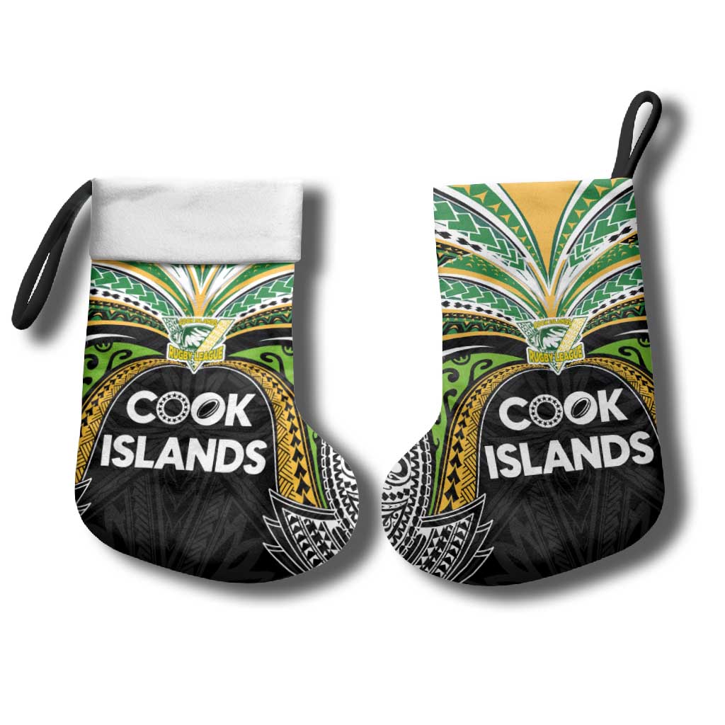 Cook Islands Rugby League Christmas Stocking Tatau Tribal Motifs-Black Color - Polynesian Pride