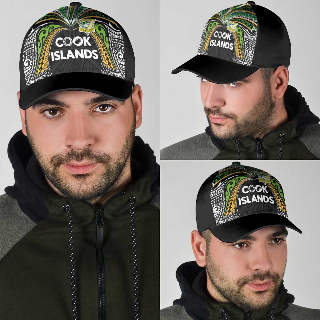 Cook Islands Rugby League Classic Cap Tatau Tribal Motifs-Black Color - Polynesian Pride