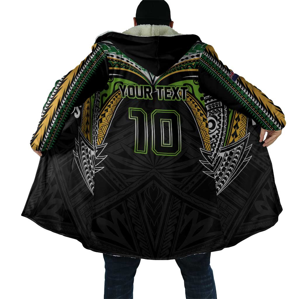 Custom Cook Islands Rugby League Cloak Tatau Tribal Motifs-Black Color - Polynesian Pride