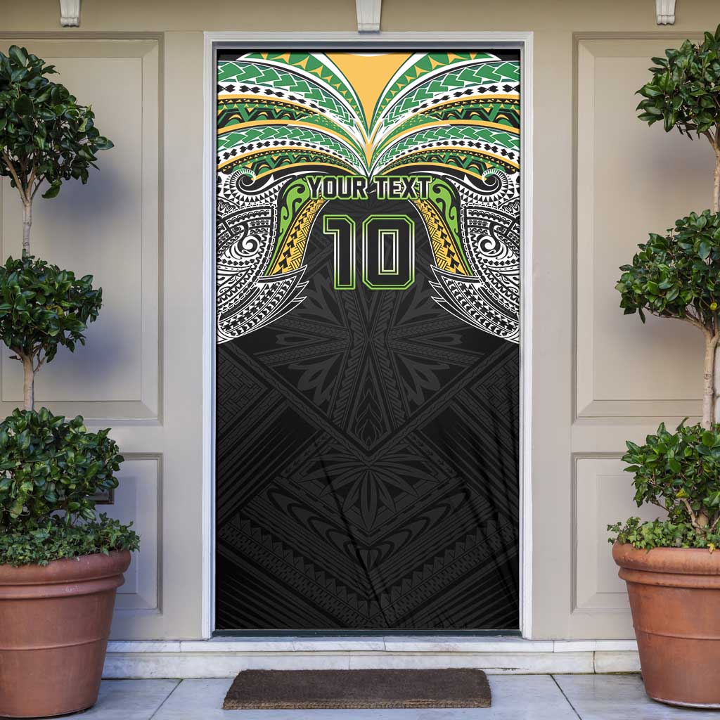 Custom Cook Islands Rugby League Door Cover Tatau Tribal Motifs-Black Color - Polynesian Pride