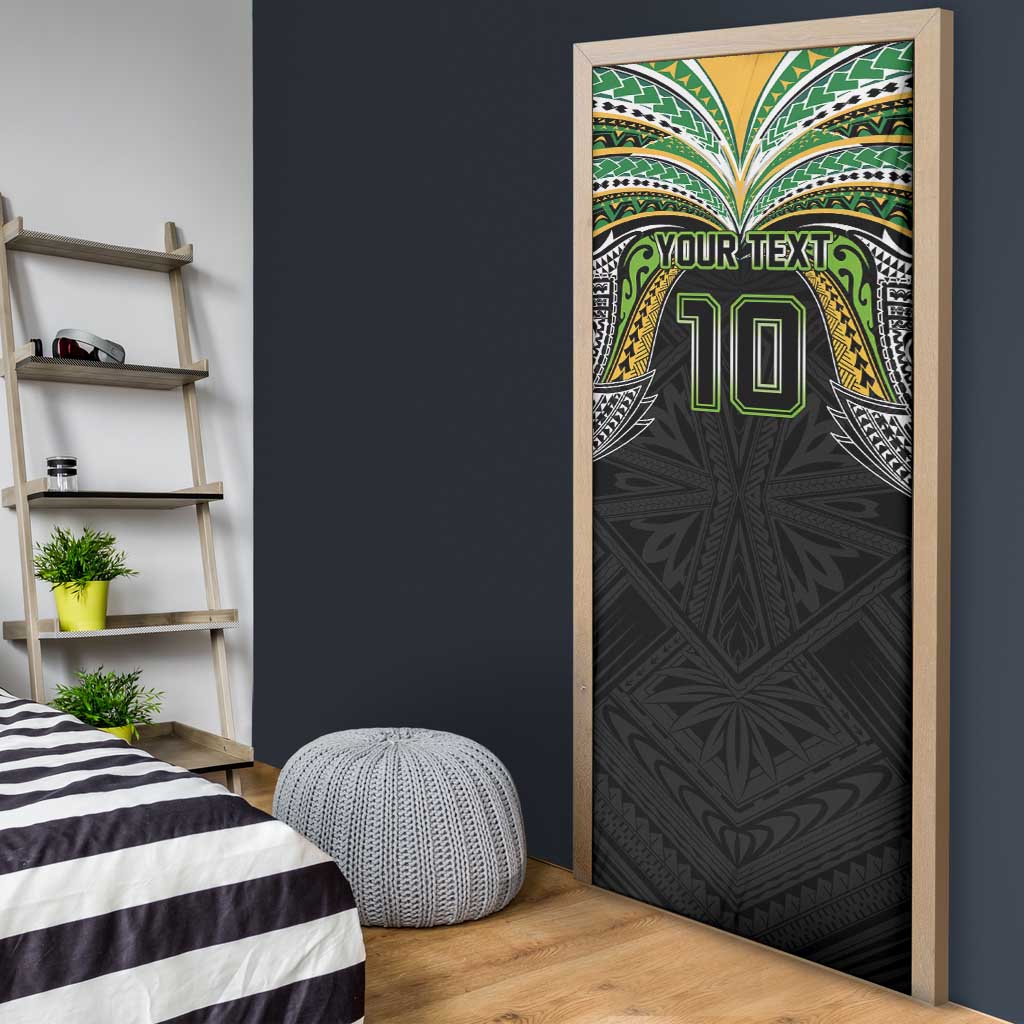 Custom Cook Islands Rugby League Door Cover Tatau Tribal Motifs-Black Color - Polynesian Pride