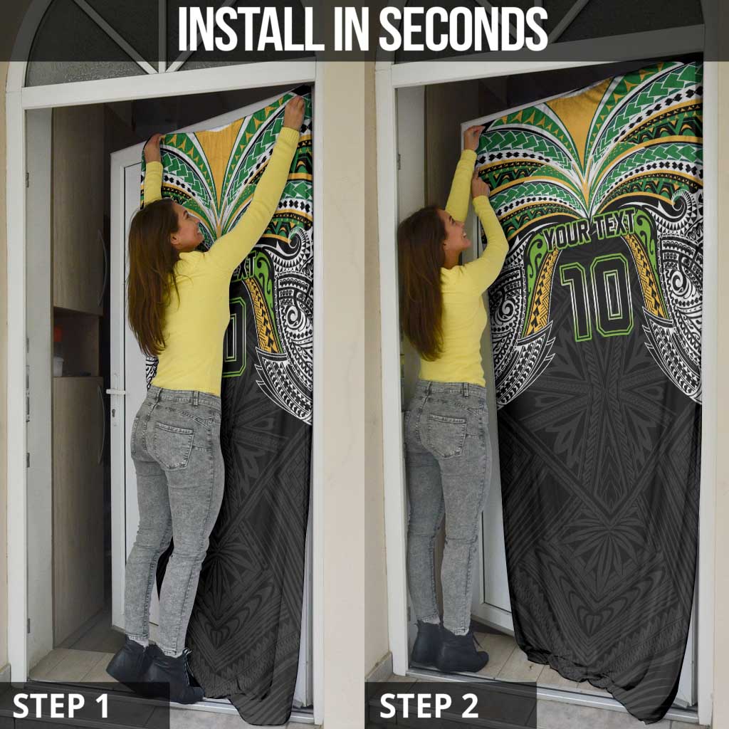 Custom Cook Islands Rugby League Door Cover Tatau Tribal Motifs-Black Color - Polynesian Pride