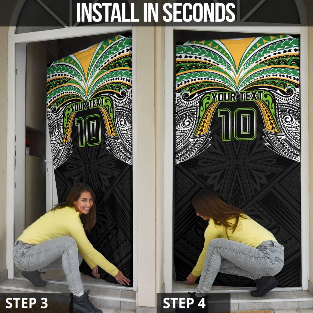 Custom Cook Islands Rugby League Door Cover Tatau Tribal Motifs-Black Color - Polynesian Pride