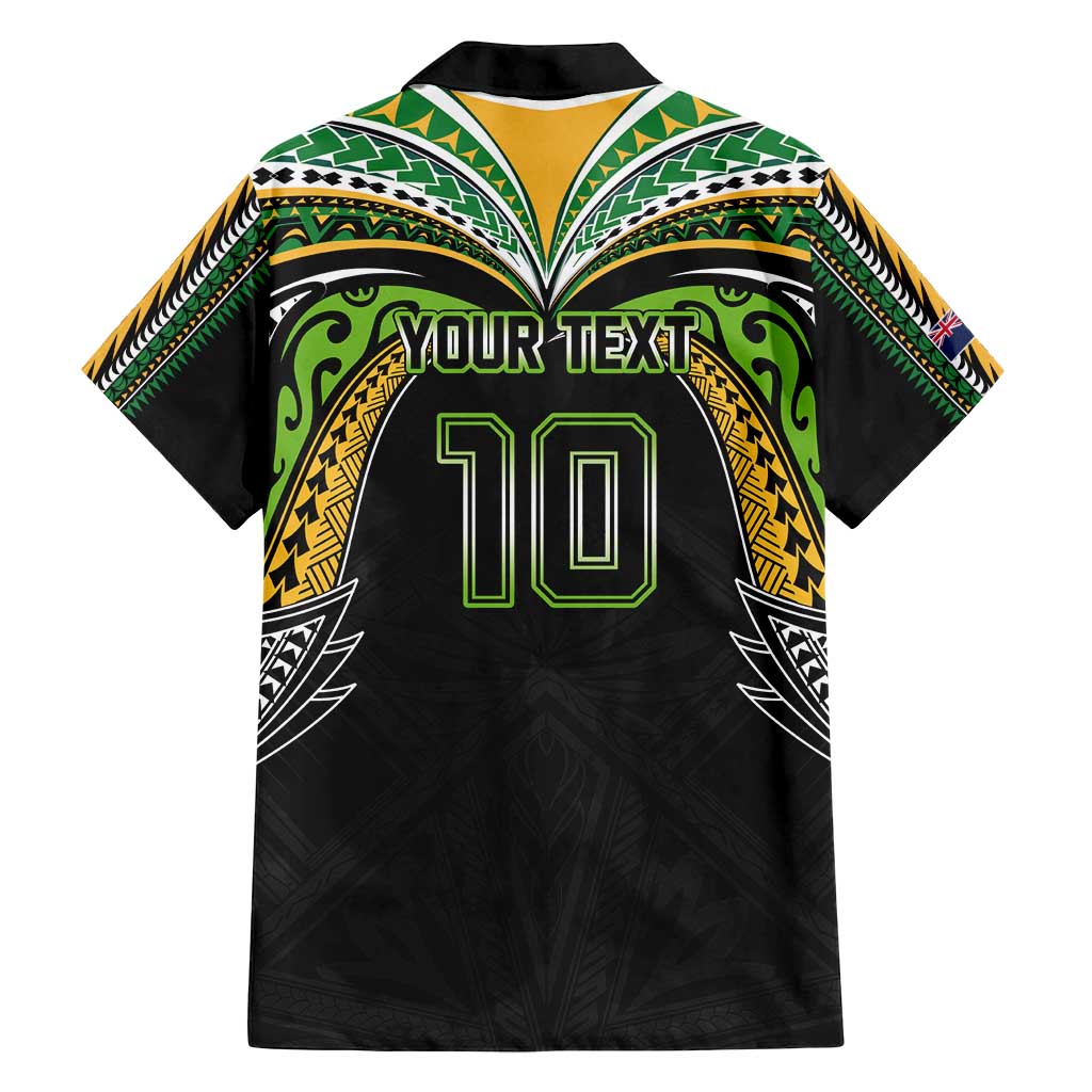 Custom Cook Islands Rugby League Family Matching Puletasi and Hawaiian Shirt Tatau Tribal Motifs-Black Color - Polynesian Pride