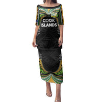 Custom Cook Islands Rugby League Family Matching Puletasi and Hawaiian Shirt Tatau Tribal Motifs-Black Color - Polynesian Pride