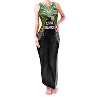 Custom Cook Islands Rugby League Family Matching Tank Maxi Dress and Hawaiian Shirt Tatau Tribal Motifs-Black Color - Polynesian Pride