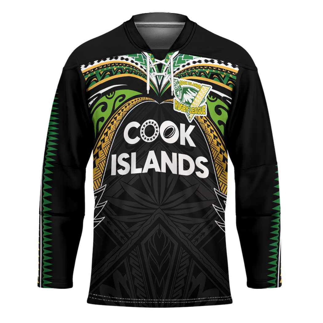 Custom Cook Islands Rugby League Hockey Jersey Tatau Tribal Motifs-Black Color - Polynesian Pride