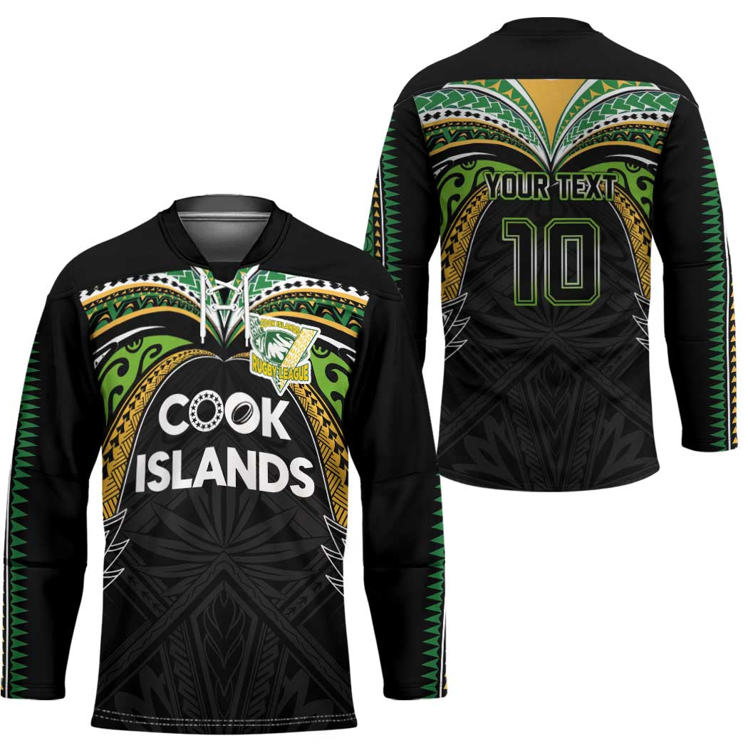 Custom Cook Islands Rugby League Hockey Jersey Tatau Tribal Motifs-Black Color - Polynesian Pride