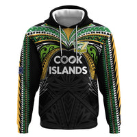 Custom Cook Islands Rugby League Hoodie Tatau Tribal Motifs-Black Color - Polynesian Pride