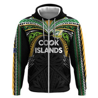 Custom Cook Islands Rugby League Hoodie Tatau Tribal Motifs-Black Color - Polynesian Pride