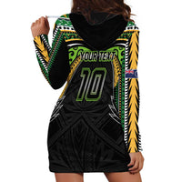 Custom Cook Islands Rugby League Hoodie Dress Tatau Tribal Motifs-Black Color - Polynesian Pride
