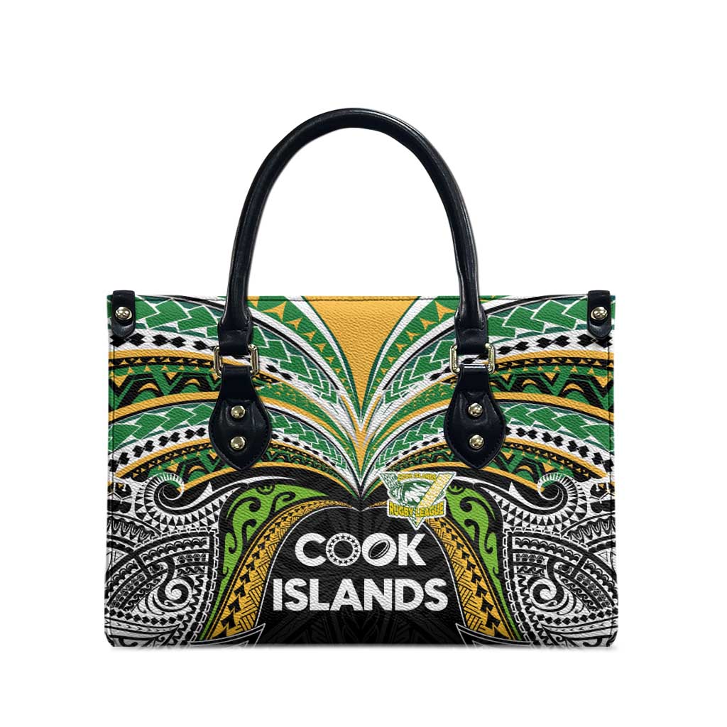 Cook Islands Rugby League Leather Bag Tatau Tribal Motifs-Black Color - Polynesian Pride