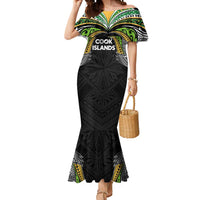 Custom Cook Islands Rugby League Mermaid Dress Tatau Tribal Motifs-Black Color - Polynesian Pride