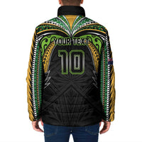 Custom Cook Islands Rugby League Padded Jacket Tatau Tribal Motifs-Black Color - Polynesian Pride