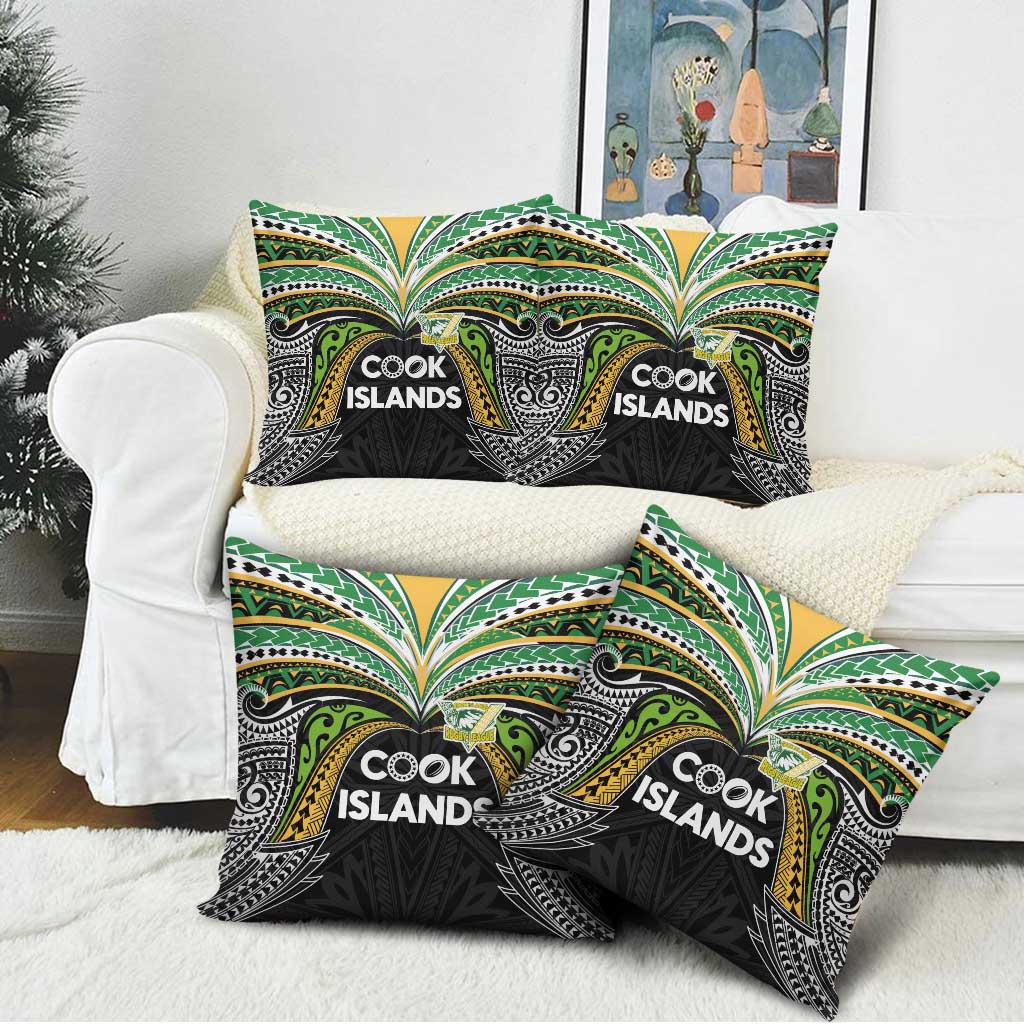 Cook Islands Rugby League Pillow Cover Tatau Tribal Motifs-Black Color - Polynesian Pride