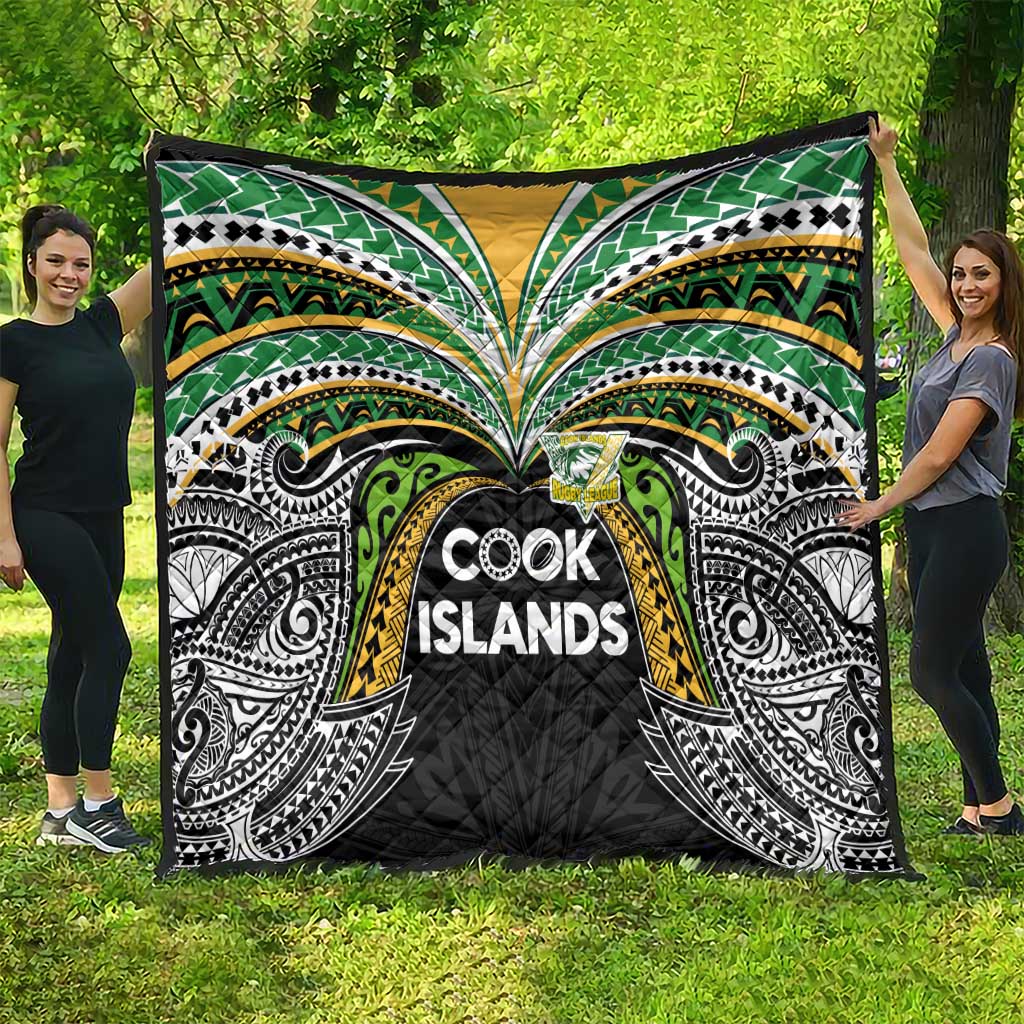 Cook Islands Rugby League Quilt Tatau Tribal Motifs-Black Color - Polynesian Pride
