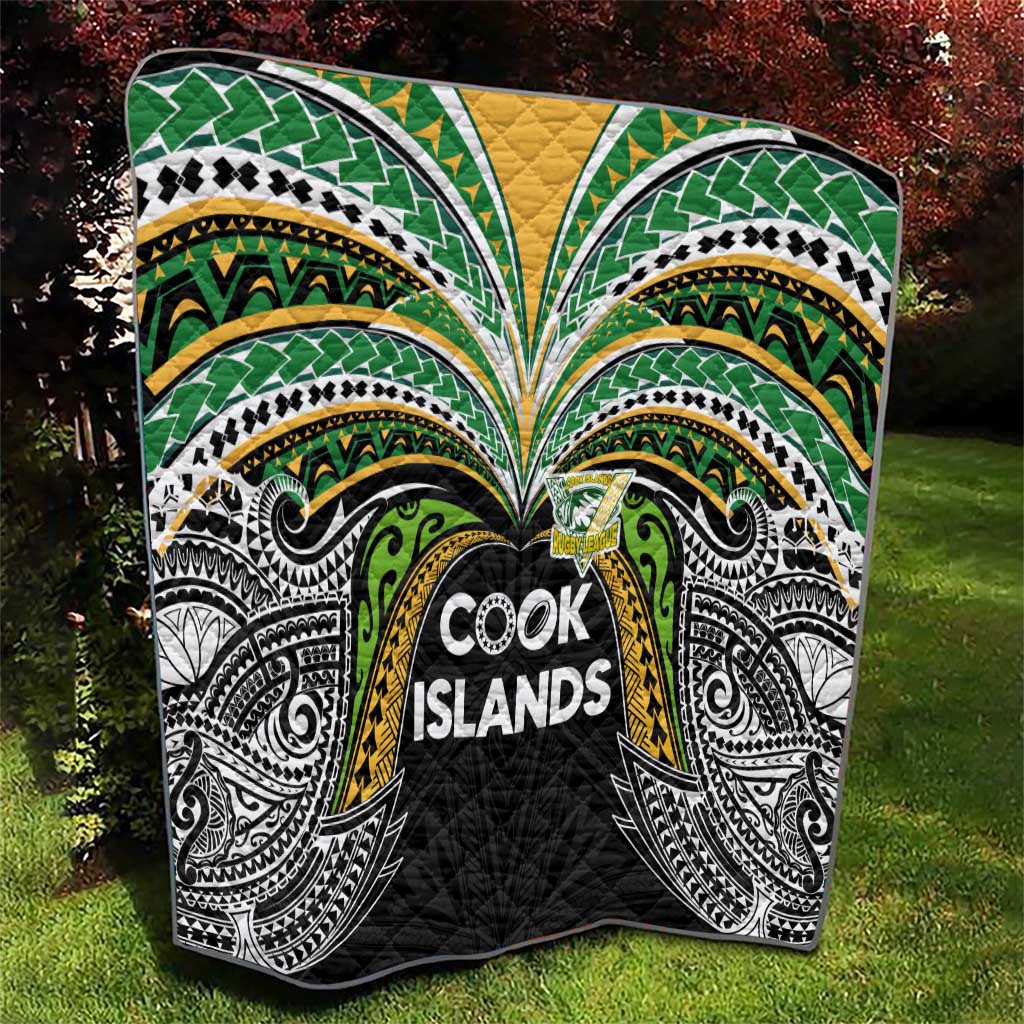 Cook Islands Rugby League Quilt Tatau Tribal Motifs-Black Color - Polynesian Pride