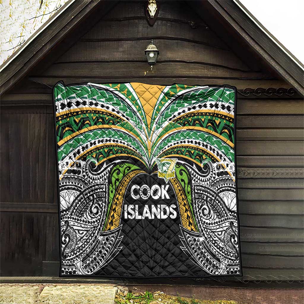 Cook Islands Rugby League Quilt Tatau Tribal Motifs-Black Color - Polynesian Pride