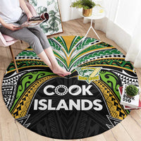 Cook Islands Rugby League Round Carpet Tatau Tribal Motifs-Black Color - Polynesian Pride