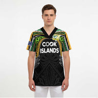 Custom Cook Islands Rugby League Scrub Top Tatau Tribal Motifs-Black Color - Polynesian Pride