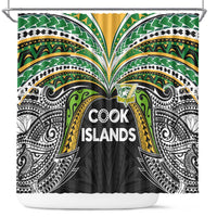Cook Islands Rugby League Shower Curtain Tatau Tribal Motifs-Black Color - Polynesian Pride