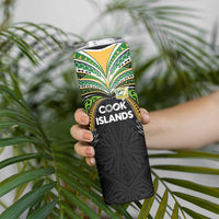 Custom Cook Islands Rugby League Skinny Tumbler Tatau Tribal Motifs-Black Color - Polynesian Pride