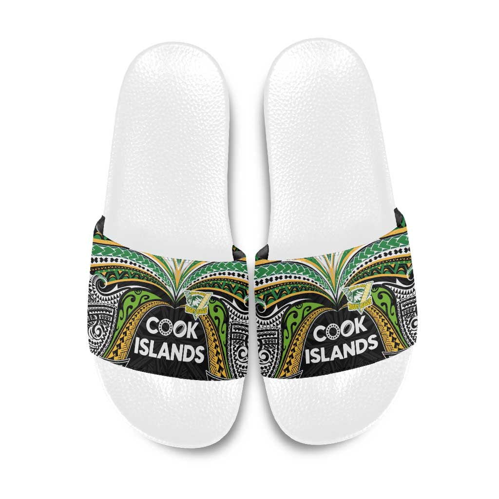 Cook Islands Rugby League Slide Sandals Tatau Tribal Motifs-Black Color - Polynesian Pride