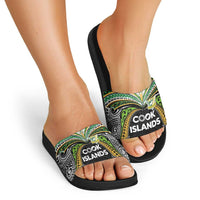 Cook Islands Rugby League Slide Sandals Tatau Tribal Motifs-Black Color - Polynesian Pride