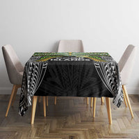 Cook Islands Rugby League Tablecloth Tatau Tribal Motifs-Black Color - Polynesian Pride