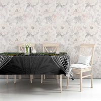 Cook Islands Rugby League Tablecloth Tatau Tribal Motifs-Black Color - Polynesian Pride