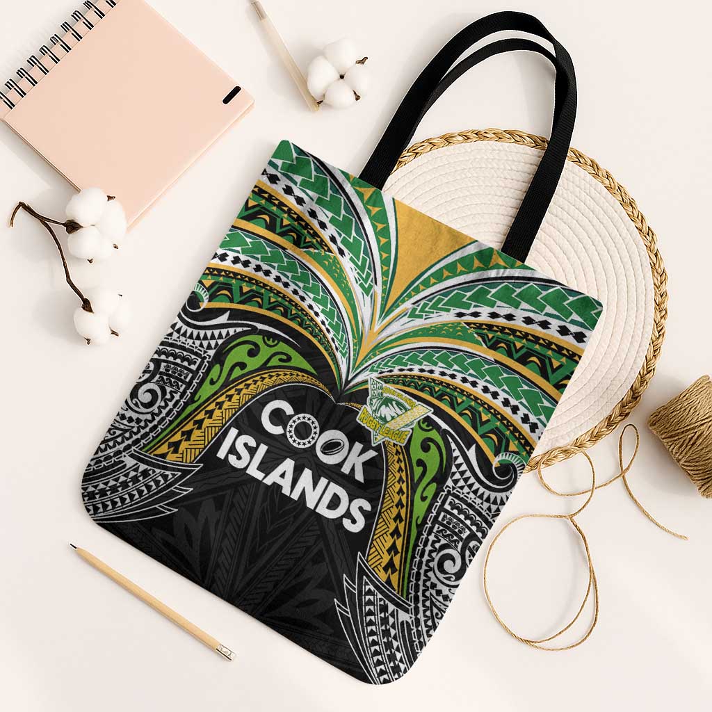 Cook Islands Rugby League Tote Bag Tatau Tribal Motifs-Black Color - Polynesian Pride