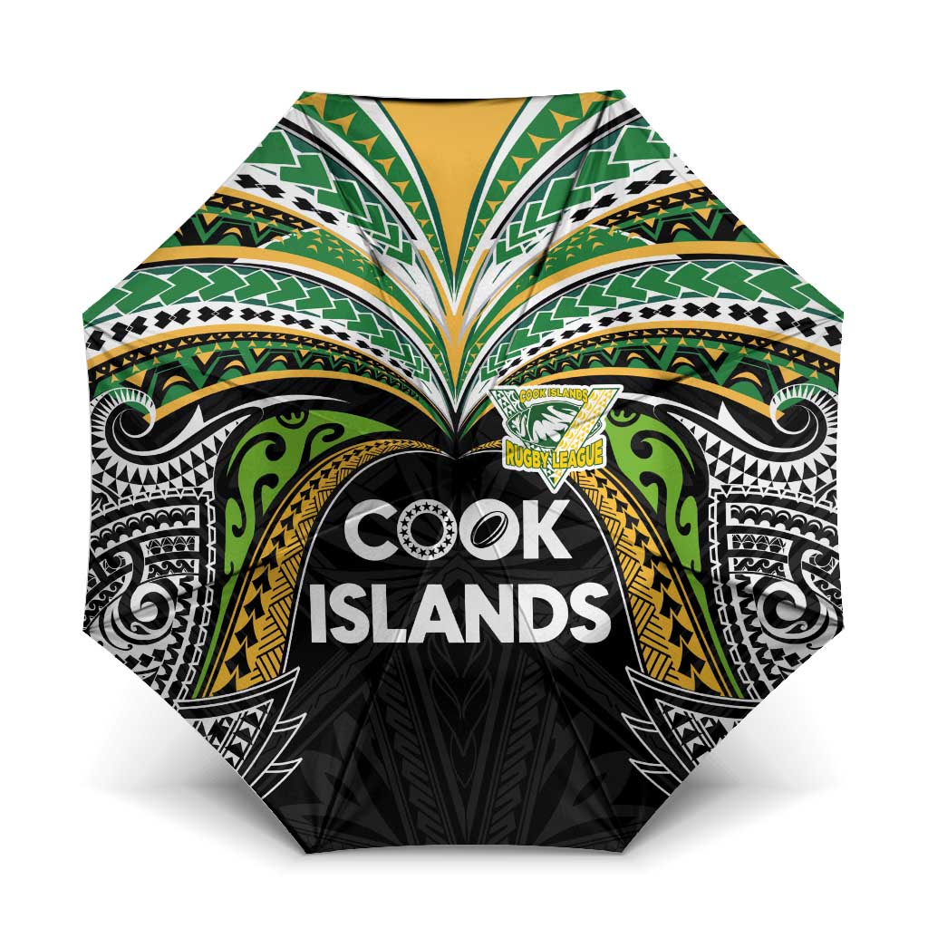 Cook Islands Rugby League Umbrella Tatau Tribal Motifs-Black Color - Polynesian Pride