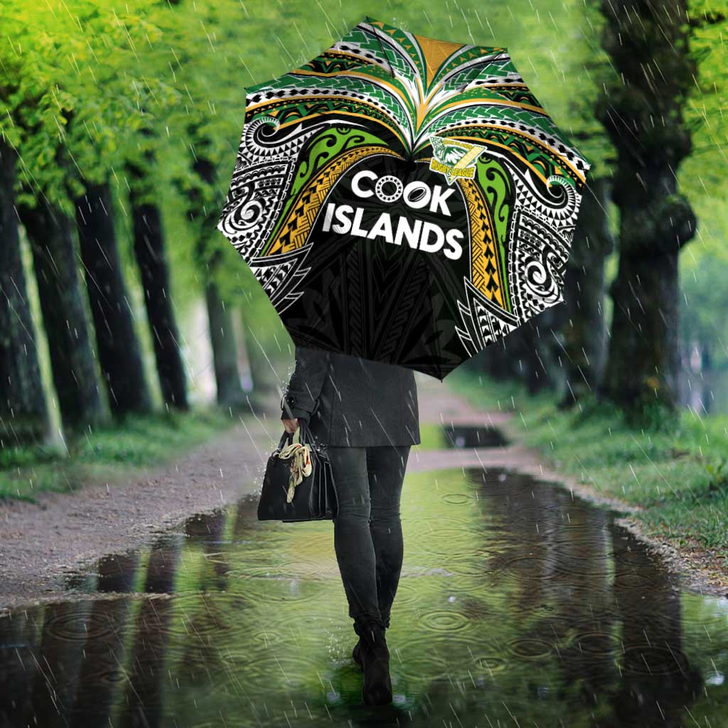 Cook Islands Rugby League Umbrella Tatau Tribal Motifs-Black Color - Polynesian Pride