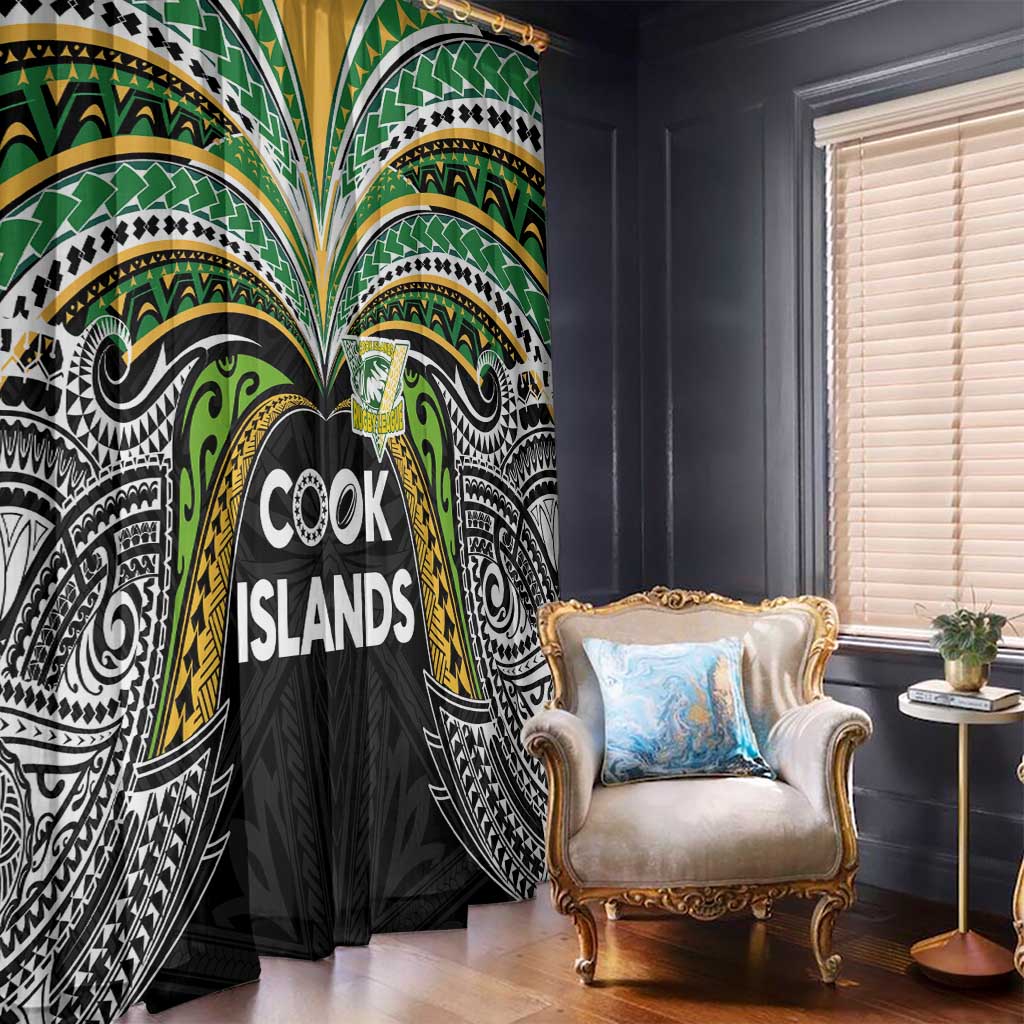 Cook Islands Rugby League Window Curtain Tatau Tribal Motifs-Black Color - Polynesian Pride