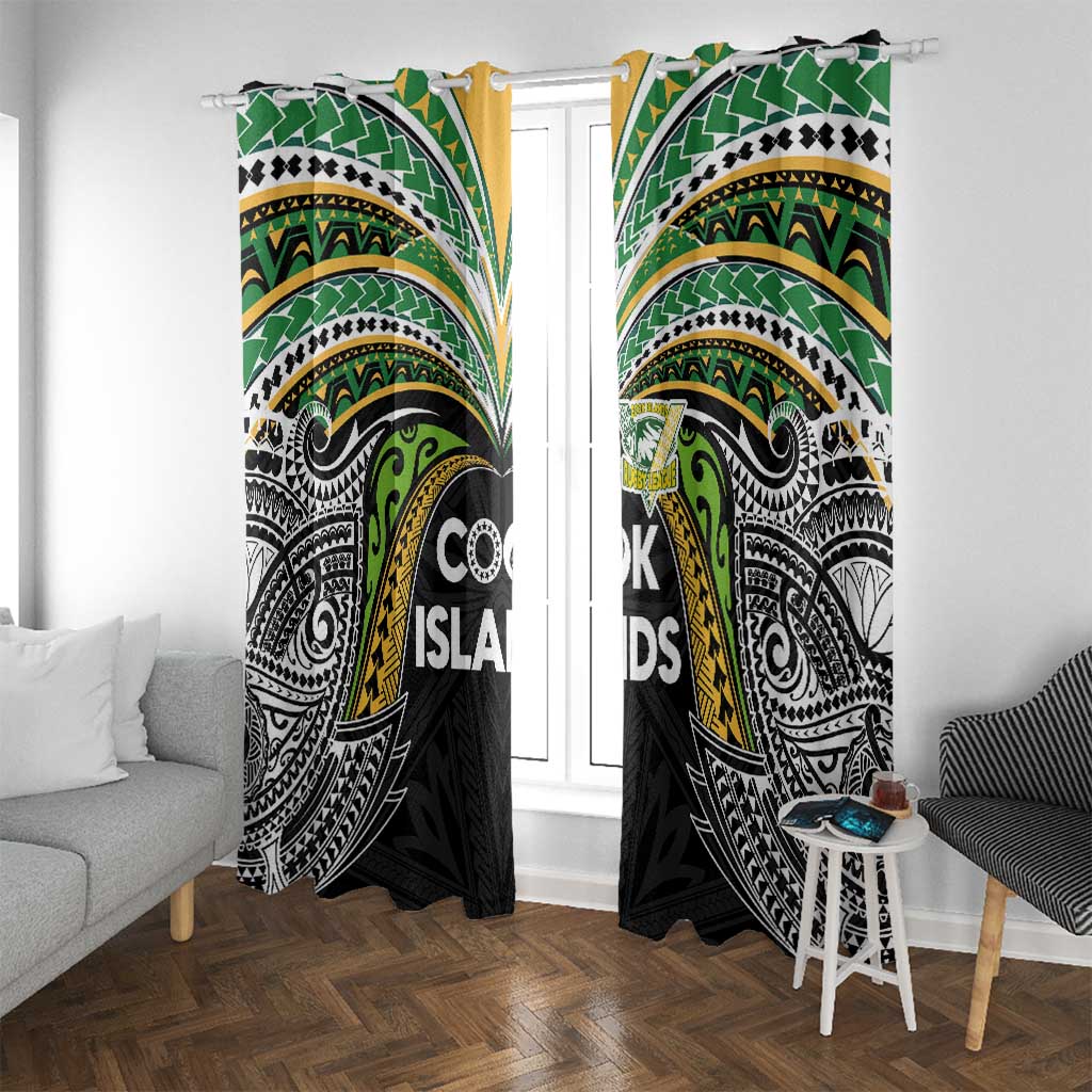 Cook Islands Rugby League Window Curtain Tatau Tribal Motifs-Black Color - Polynesian Pride