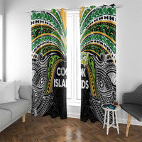Cook Islands Rugby League Window Curtain Tatau Tribal Motifs-Black Color - Polynesian Pride