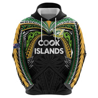 Custom Cook Islands Rugby League Zip Hoodie Tatau Tribal Motifs-Black Color - Polynesian Pride