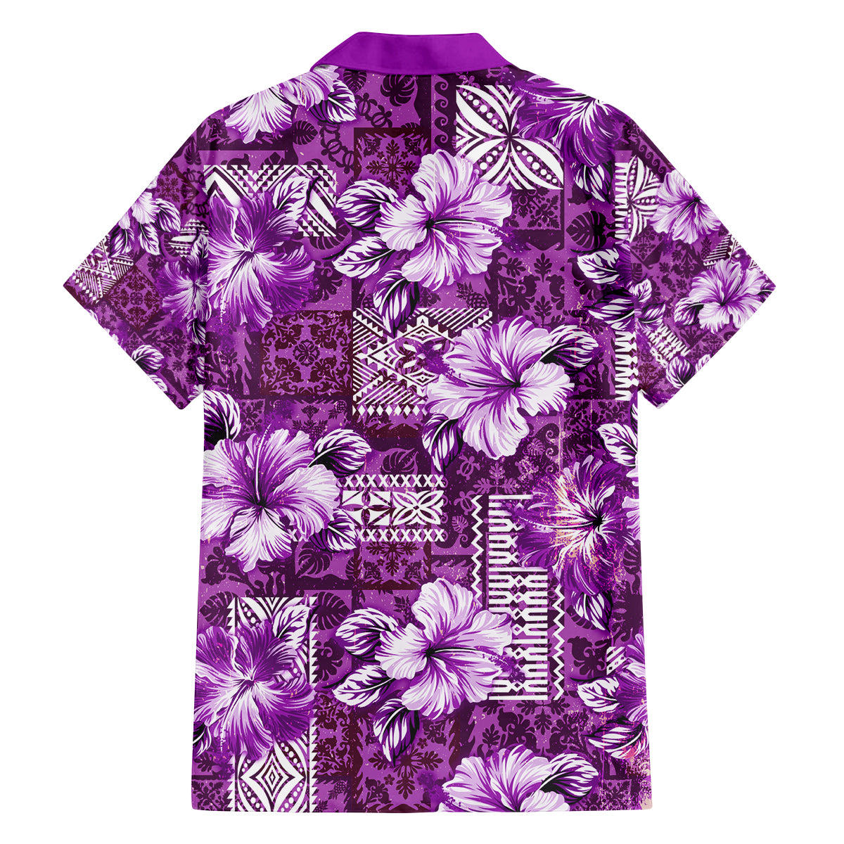 Hawaiian Quilt Pattern Family Matching Long Sleeve Bodycon Dress and Hawaiian Shirt Hibiscus and Tribal Element Vintage Purple Vibe LT03 - Polynesian Pride
