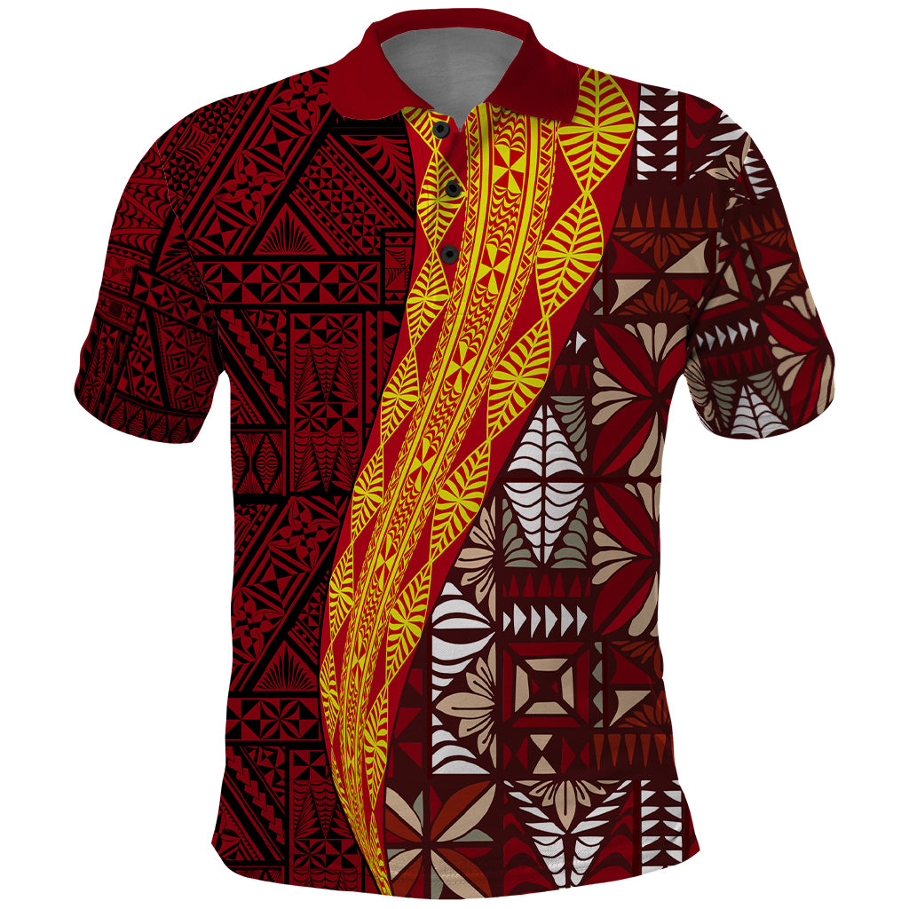 Tonga Feletoa Kupesi Fakatonga Polo Shirt LT03 Red - Polynesian Pride