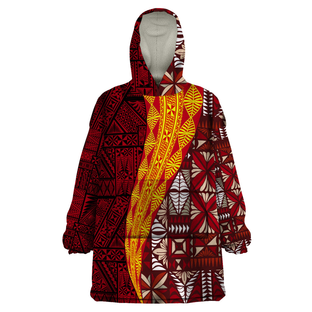 Tonga Feletoa Kupesi Fakatonga Wearable Blanket Hoodie LT03 One Size Red - Polynesian Pride