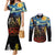 New Zealand and Australia ANZAC Day Couples Matching Mermaid Dress and Long Sleeve Button Shirt Kiwi Bird and Kangaroo Soldier Starry Night Style LT03 Black - Polynesian Pride