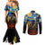 New Zealand and Australia ANZAC Day Couples Matching Mermaid Dress and Long Sleeve Button Shirt Kiwi Bird and Kangaroo Soldier Starry Night Style LT03 - Polynesian Pride