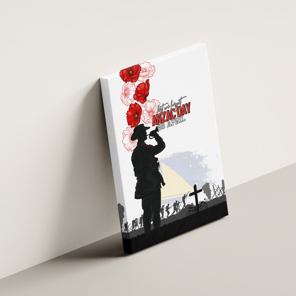 Tokelau ANZAC Day Canvas Wall Art Lest We Forget Red Poppy Flowers and Soldier LT03 - Polynesian Pride