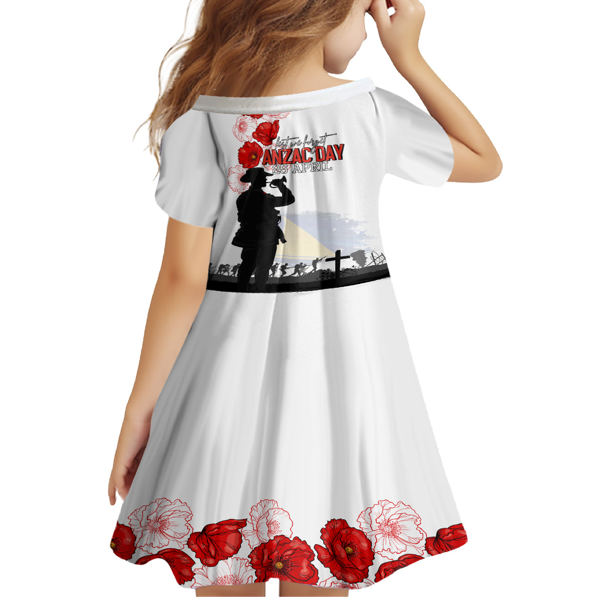 Tokelau ANZAC Day Family Matching Off Shoulder Short Dress and Hawaiian Shirt Lest We Forget Red Poppy Flowers and Soldier LT03 - Polynesian Pride