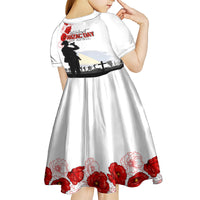 Tokelau ANZAC Day Kid Short Sleeve Dress Lest We Forget Red Poppy Flowers and Soldier LT03 - Polynesian Pride