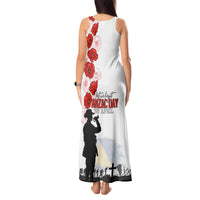 Tokelau ANZAC Day Tank Maxi Dress Lest We Forget Red Poppy Flowers and Soldier LT03 - Polynesian Pride