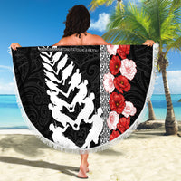 New Zealand ANZAC Day Beach Blanket Soldier Silver Fern with Red Poppies Flower Maori Style LT03 - Polynesian Pride