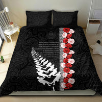 New Zealand ANZAC Day Bedding Set Soldier Silver Fern with Red Poppies Flower Maori Style LT03 - Polynesian Pride