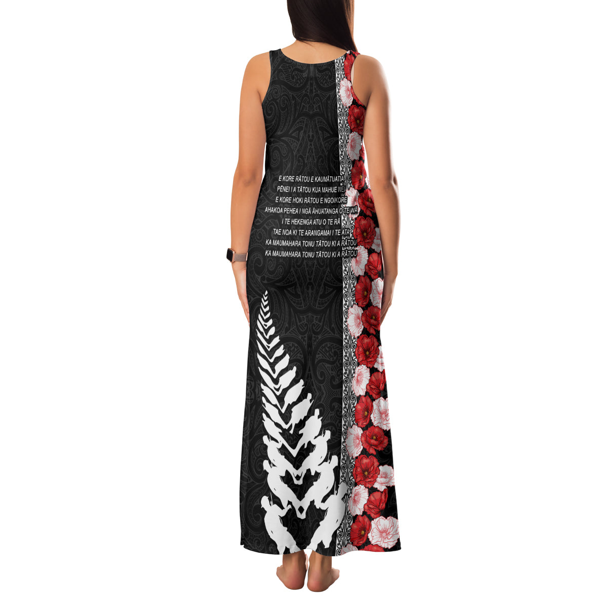 New Zealand ANZAC Day Family Matching Tank Maxi Dress and Hawaiian Shirt Soldier Silver Fern with Red Poppies Flower Maori Style LT03 - Polynesian Pride